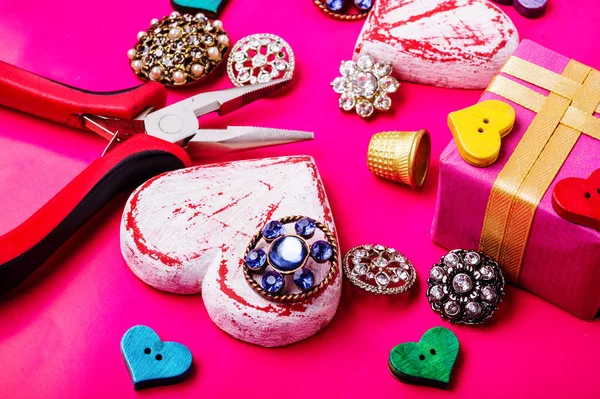 Valentine Gift Making Handmade Concept Luxury Stylish Present Valentines Day — Stock Photo, Image
