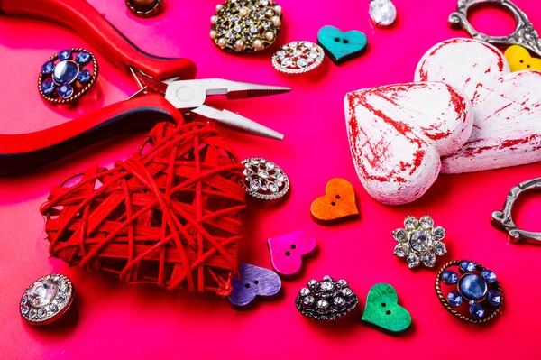 Valentine gift making.Handmade concept.Luxury stylish present.Valentines day surprise