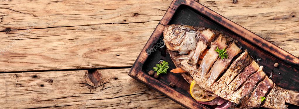 Carp stuffed with vegetables — Stock Image Carp stuffed with vegetables Stock Photo