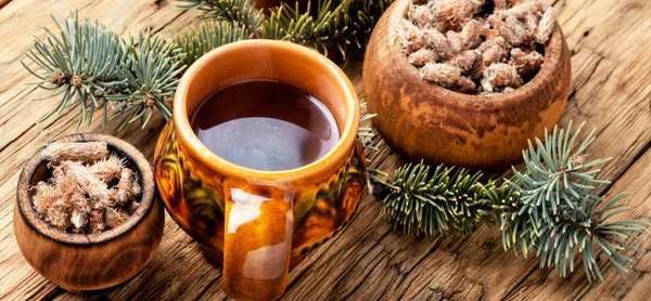 Tea with pine buds — Stock Photo, Image