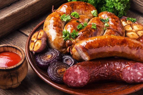 Delicious sausages grilled — Stock Photo, Image