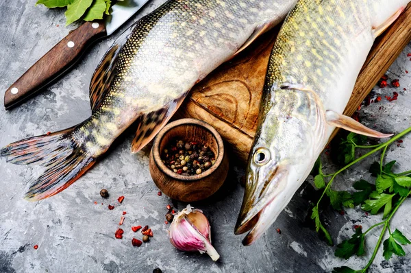 Roher Fisch mit Gewürzen — Stockfoto