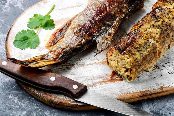 Pike stuffed with vegetables — Stock Image Pike stuffed with vegetables Royalty Free Stock Images