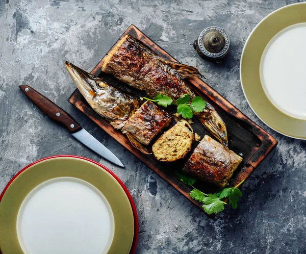Pike stuffed with vegetables — Stock Image Pike stuffed with vegetables Stock Photo