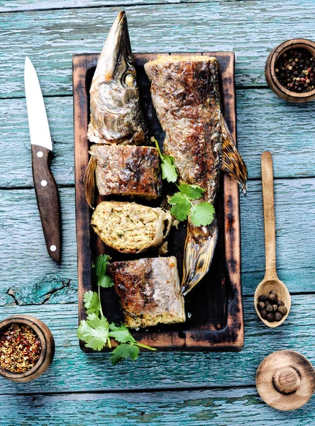 Pike stuffed with vegetables — Stock Image Pike stuffed with vegetables Stock Picture