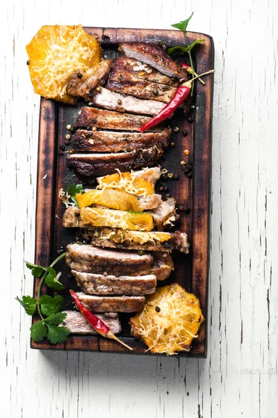 Piece of cooked beef steak — Stock Photo, Image