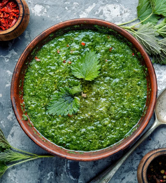 Green nettle soup — Stock Photo, Image