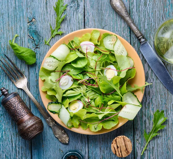 Assiette de salade fraîche avec des légumes mélangés — Photo