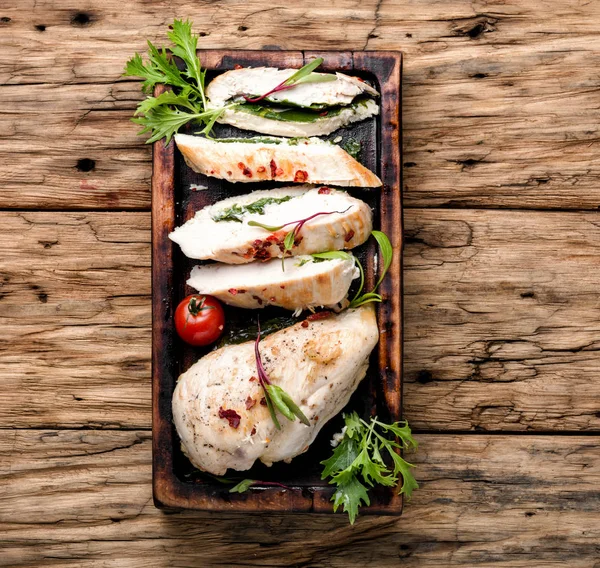 Sliced chicken breast with herb — Stock Photo, Image