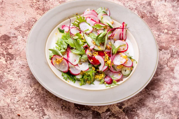 Deliciosa ensalada de primavera con rábanos — Foto de Stock