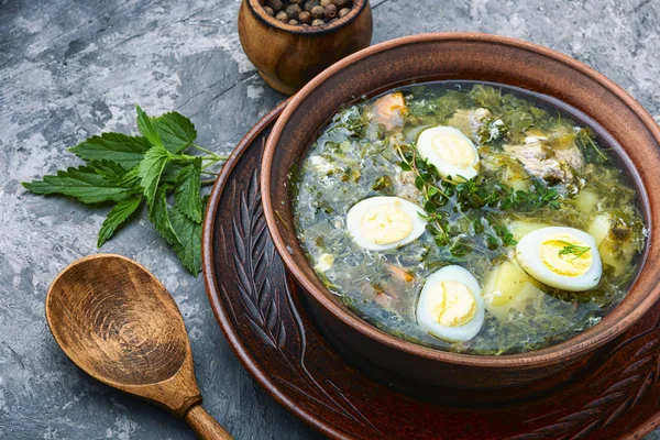 Sorrel soup in bowl — Stock Image Sorrel soup in bowl Royalty Free Stock Images
