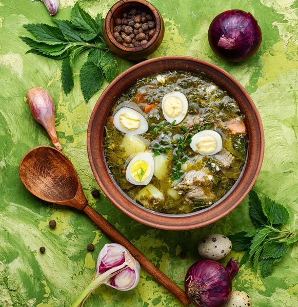 Sorrel soup in bowl — Stock Image Sorrel soup in bowl Stock Image