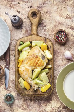 Kabak ile fırında tavuk