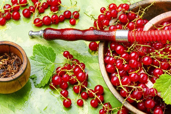 Wasserpfeife rauchen mit roter Johannisbeere — Stockfoto