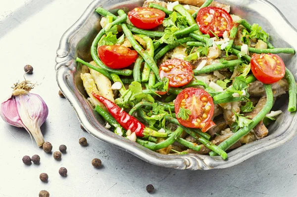 Kuşkonmaz fasulye ile Salata — Stok fotoğraf