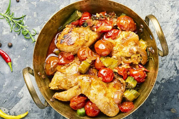 Chicken meat and vegetables stew
