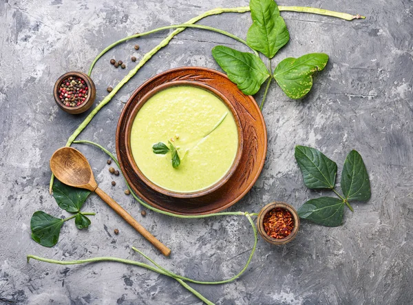 Fresh asparagus soup in bowl — Stock Image Fresh asparagus soup in bowl Stock Photo