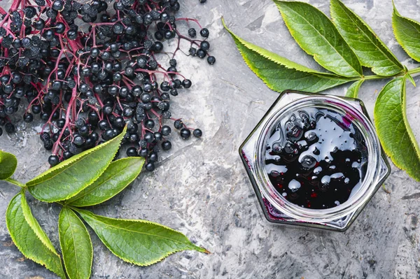 Elderberry autumn jam — Stock Photo, Image