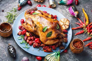 Noel için kavrulmuş tavuk