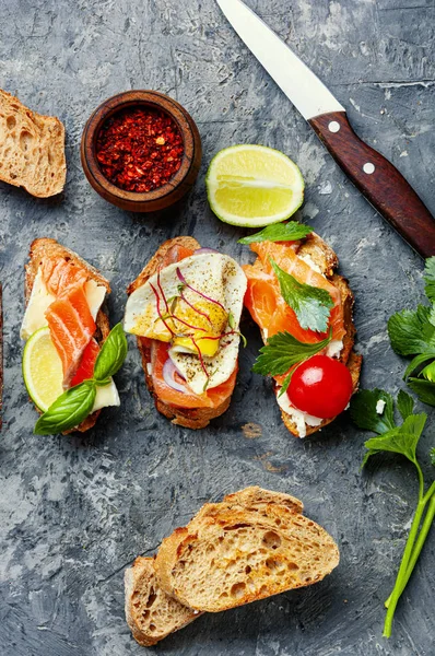 Open sandwich with fish — Stock Photo, Image