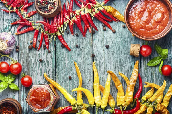 Red hot chilli sauce — Stock Photo, Image