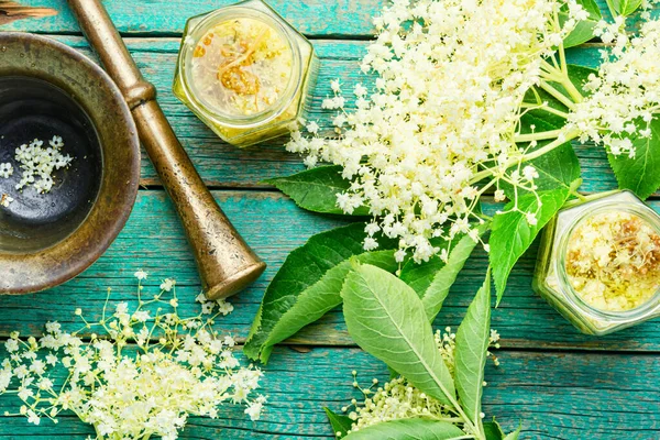 Tintura Curativa Medicamento Hecho Flores Saúco —  Fotos de Stock