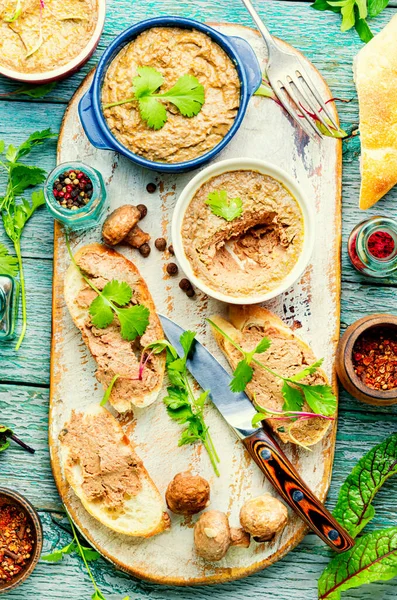 Eetlust Leverpastei Van Rundvlees Bruschetta Leverpastei Paté — Stockfoto