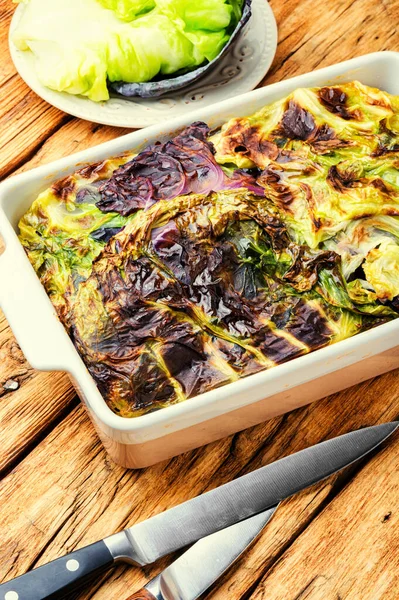 Franse Gratin Met Kool Aardappelen Plantaardige Gratin Gezond Voedsel Plantaardige — Stockfoto