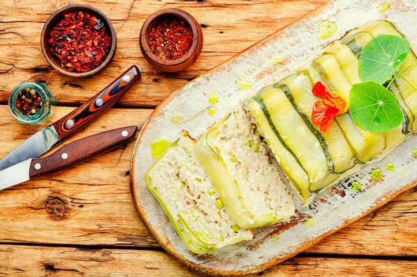 Ayam Buatan Sendiri Lezat Dan Daging Zucchini Terrine French Masakan — Stok Foto