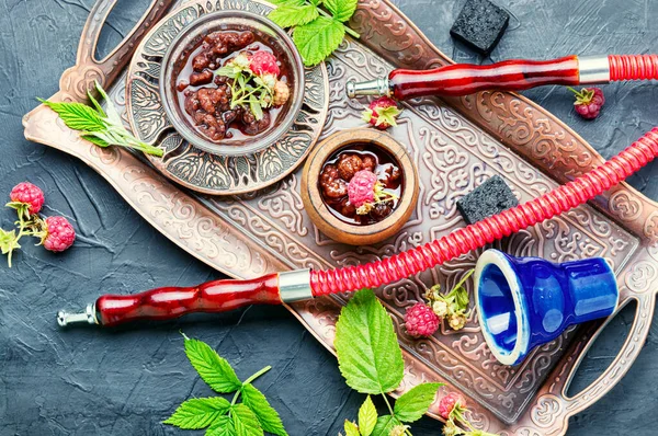 Hookah Oriental Com Tabaco Com Aroma Geléia Framboesa Shisha Oriental — Fotografia de Stock