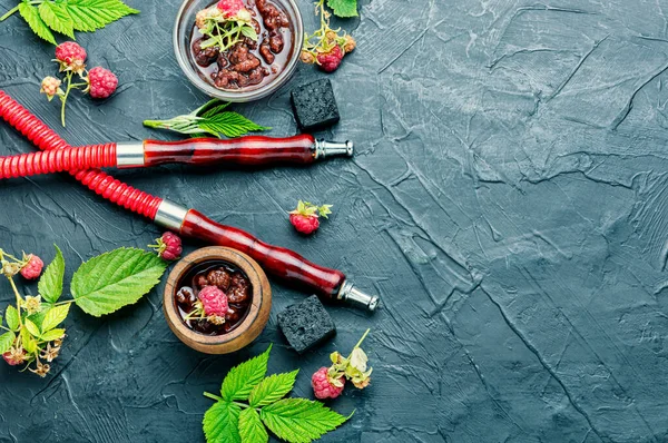 Orientalisk Hookah Med Tobak Med Doft Hallon Jam Eastern Shisha — Stockfoto