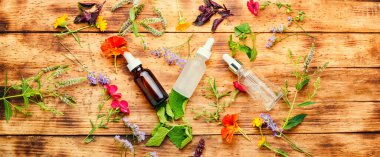 Çiçeklerin ve bitkilerin tıbbi özleri. Bitki özü.