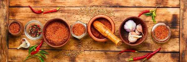 Especias Condimentos Adjika Seco Ingredientes Para Adjika — Foto de Stock