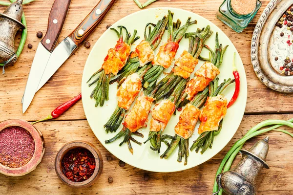 Fried Meat Cowpea Stalks Asian Food Meat Appetizer — Stock Photo, Image