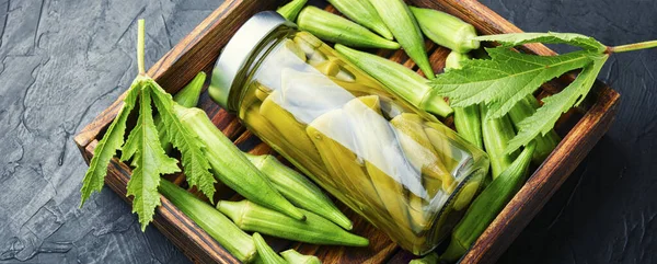 Guemade Musim Gugur Sayuran Preservation Pickled Okra — Stok Foto