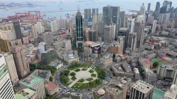 Dalian Zhongshan广场的空中拍摄 — 图库视频影像