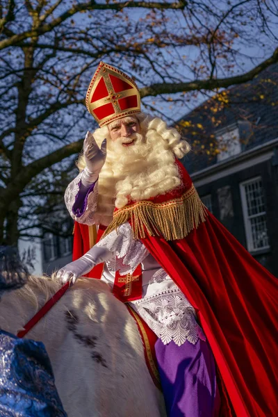 Dordrecht Netherlands November 2018 Saint Nicolaas His White Horse Amerigo — Stock Photo, Image