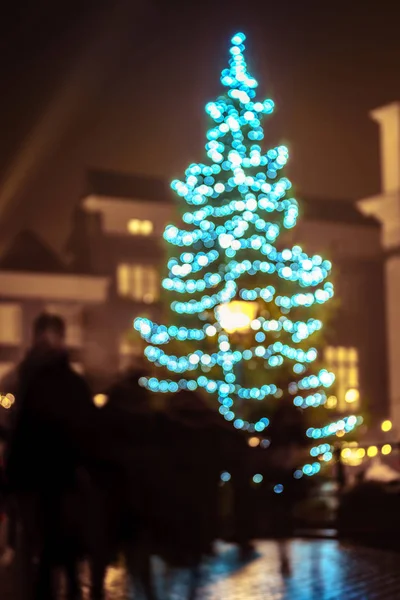 Christmas Shopping Scene City Center Dordrecht Night Lighting Christmas Tree — Stock Photo, Image