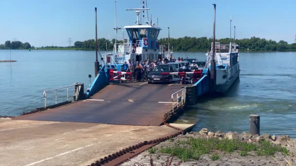 Serviço de ferryboat entre a Holanda do Sul e o Parque Nacional The Biesbosch 3 — Vídeo de Stock