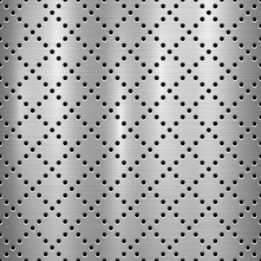 Kesintisiz Daire ile metal teknolojik altyapı ile desen delikli ve dairesel cilalı, fırçalanmış doku, krom, gümüş, çelik tasarım kavramları, web, baskı, duvar kağıtları için. Vektör çizim