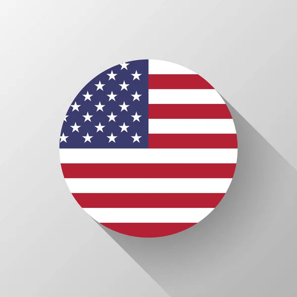 圆圈徽章与美国国旗 按钮模板与平面设计的阴影和光背景的标志 设计概念 网页和版画 矢量插图 — 图库矢量图片