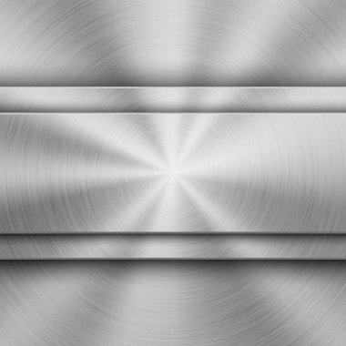 Metal dokulu soyut teknolojik altyapı cilalı, daire ile fırçalanmış konsantrik doku, krom, gümüş, çelik, alüminyum tasarım kavramları, duvar kağıtları, web ve baskı için. Vektör çizim.