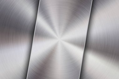 Metal dokulu soyut teknolojik altyapı cilalı, daire ile fırçalanmış konsantrik doku, krom, gümüş, çelik, alüminyum tasarım kavramları, duvar kağıtları, web ve baskı için. Vektör çizim.