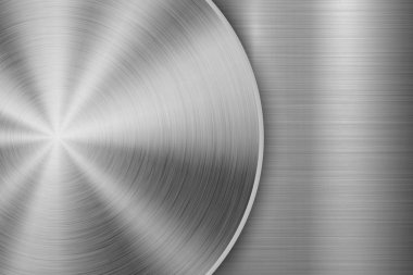 Daire ve cilalı, düz metal teknoloji arka plan fırçalanmış doku, krom, gümüş, çelik, alüminyum tasarım kavramları, duvar kağıtları, web ve baskı için. Vektör çizim