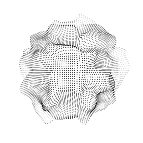 Forme Abstraite Espace Futuriste Maille Avec Aléatoire Particules Détruites Par — Image vectorielle