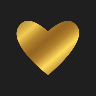 Altın kalp simgesi üzerinde arka izole. Tutku aşk, sağlık kavramı. Sevgililer günü sembolü. Basit öğe. Vektör düz tasarımı