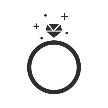 Düğün, beyaz arka plan üzerinde izole elmas nişan yüzüğü. Evlilik kavramı. Vektör düz tasarımı