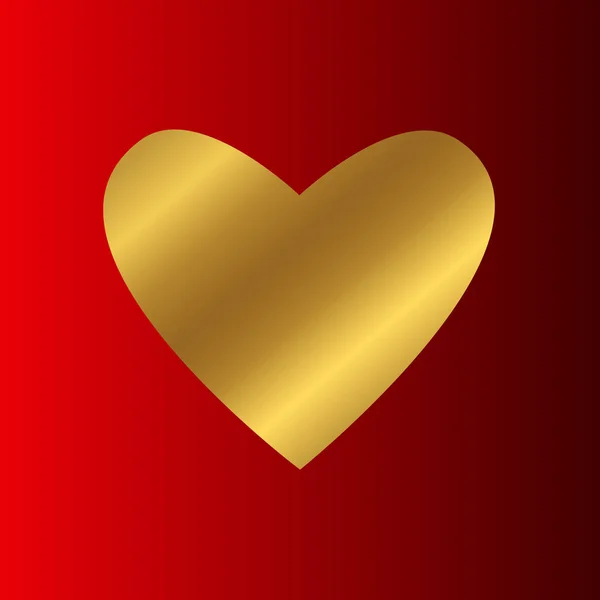 Złote Serce Ikona Białym Tle Czerwonym Tle Pasja Miłości Pojęcie — Wektor stockowy