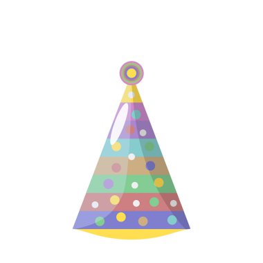 Doğum günü parti şapkası izole beyaz arka plan üzerinde. Karnaval kutlama tatil için Festival kap. Mutlu yeni yıl, Noel kavramı. Vektör karikatür tasarım