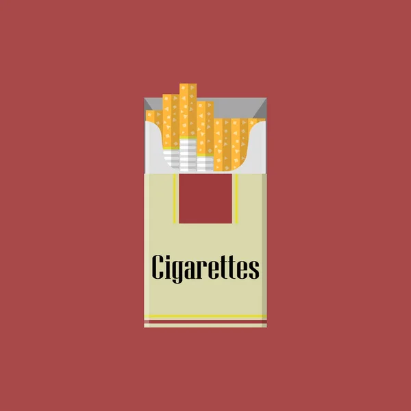 ビンテージのタバコのパック ボックスの背景に分離されました タバコ 煙の問題概念 ベクトル フラットなデザイン — ストックベクタ
